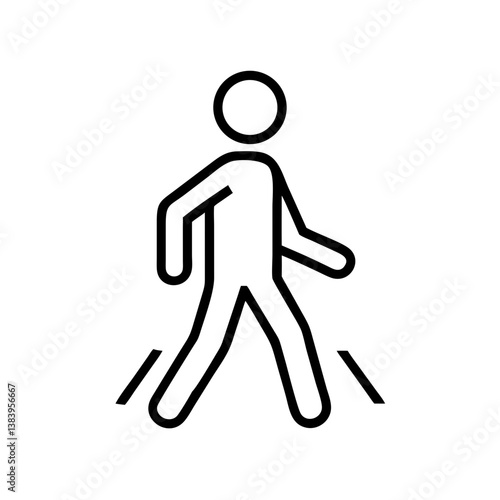Pedestrian walking on crosswalk icon in minimalist outline style