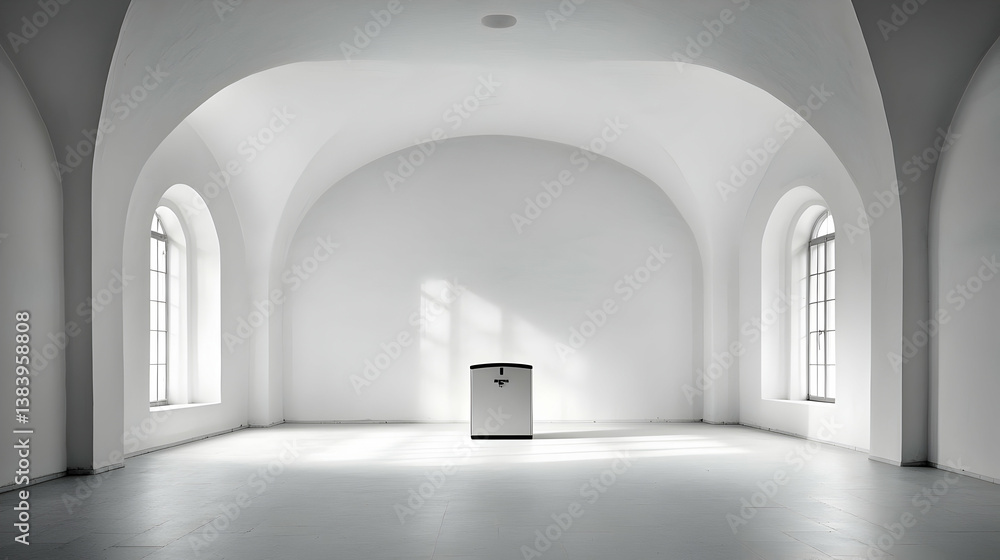 Empty White Room With Archways And Sunlight Empty White Room With Archways And Sunlight