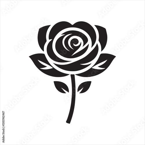 Elegant Love Rose Black Silhouette Graphic

