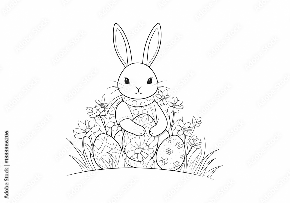 Fototapeta premium easter bunny with easter eggs