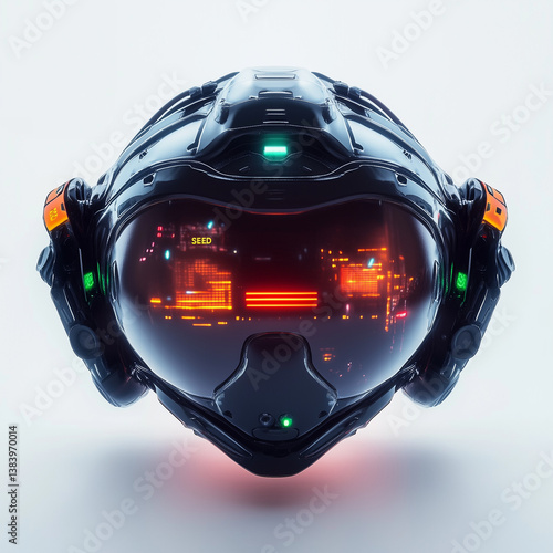 Obraz na płótnie Futuristic VR headset with glowing interface – modern gaming technology design w salonie