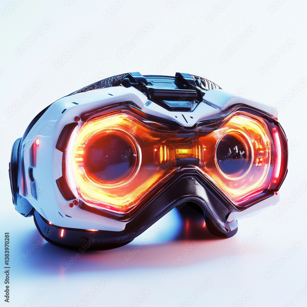 Futuristic VR headset with glowing interface – modern gaming technology design