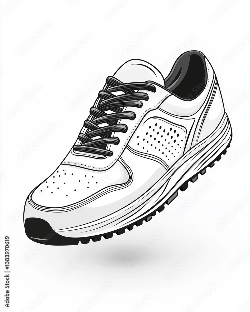 Running shoe illustration – simple dynamic sneaker icon in black and white
