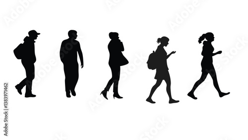 Human Evolution Silhouette Vector Featuring Dance, Sports, and Music Activities