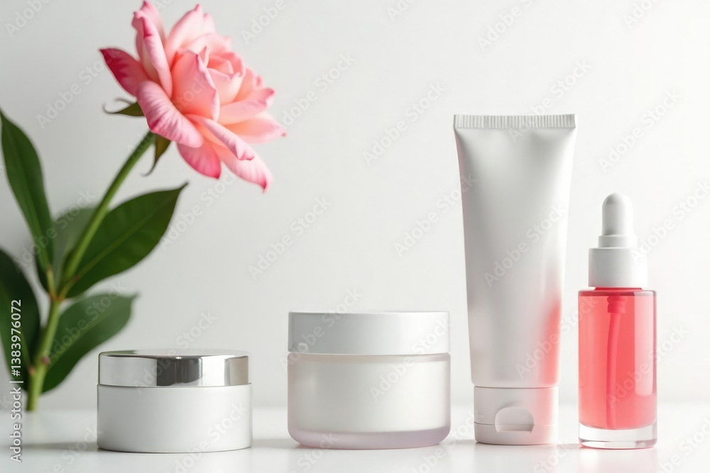 Clean, minimalist white backdrop for cosmetics , skincare, modern Clean, minimalist white backdrop for cosmetics , skincare, modern