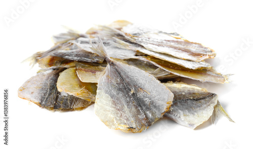 Photos Dried cod fish fillets isolated on white