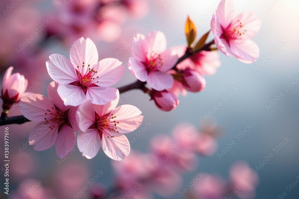 Delicate pink sakura blossoms, soft petals, gentle branches , japanese pattern, floral pattern, pink Delicate pink sakura blossoms, soft petals, gentle branches , japanese pattern, floral pattern, pink