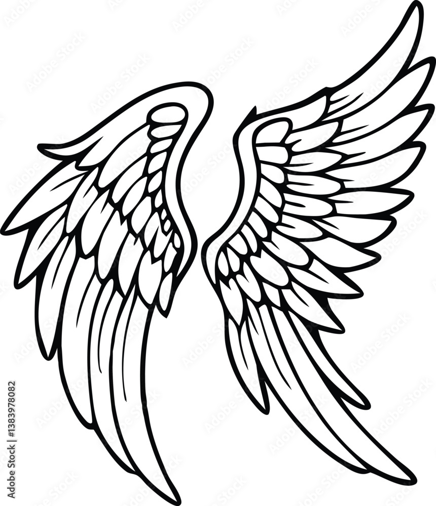 Fototapeta premium Black eagle wings vector silhouette animal design