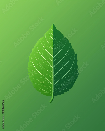 Obraz na płótnie Minimalist green leaf icon – nature conservation and eco-friendly concept w salonie