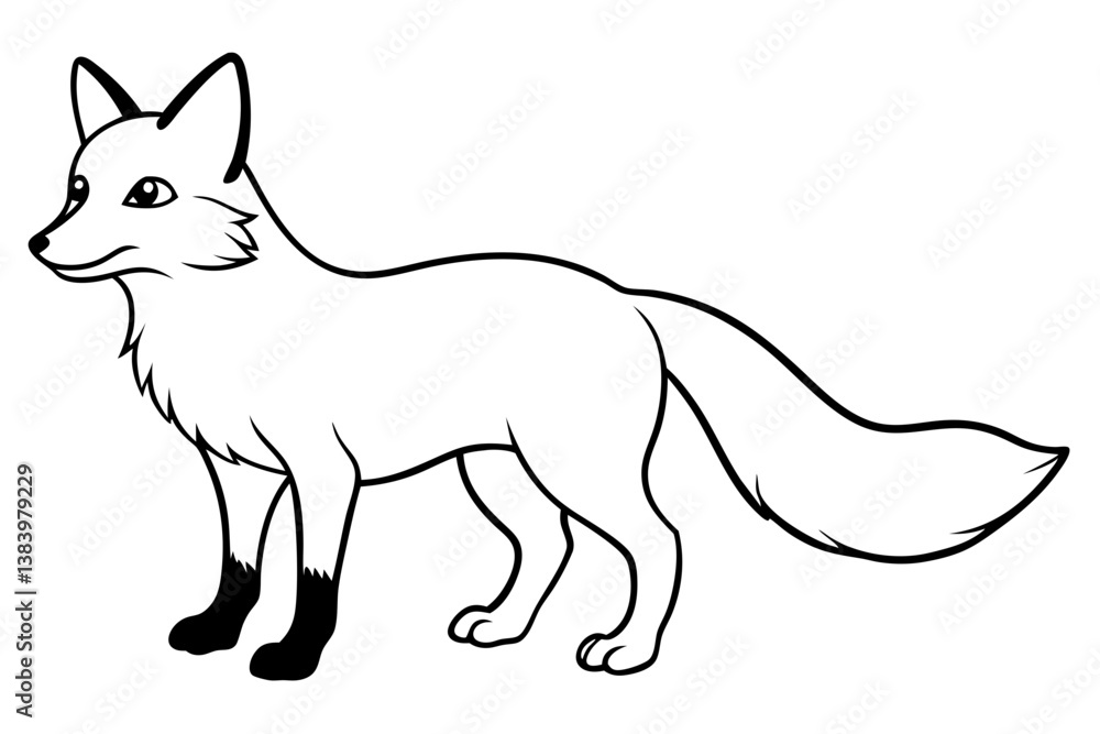 fox silhouette line art vector illustration with a white background fox silhouette line art vector illustration with a white background