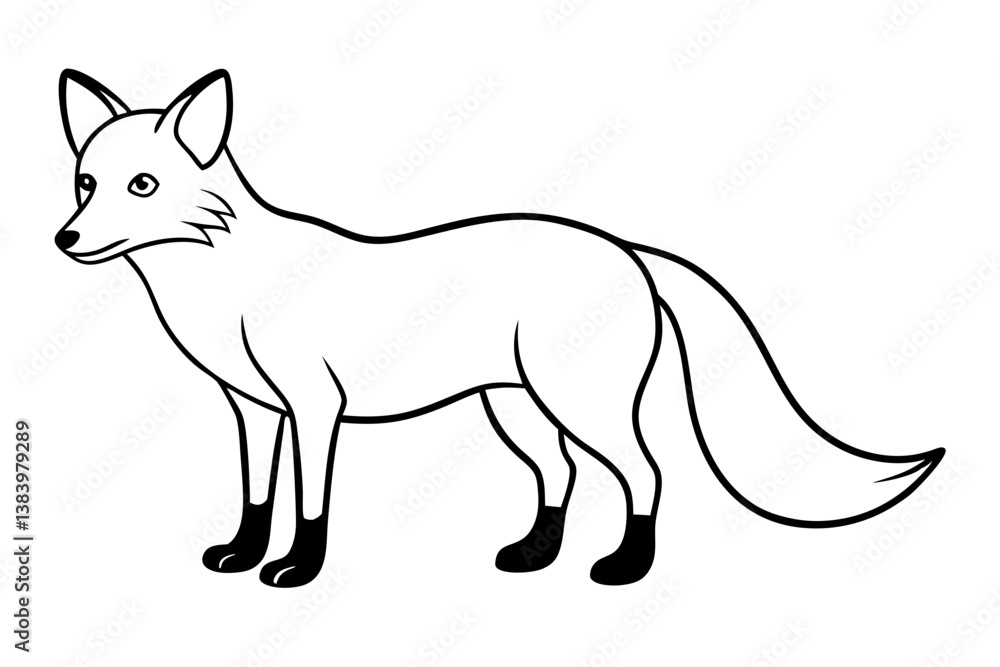 Fototapeta premium fox silhouette line art vector illustration with a white background
