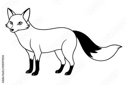 fox silhouette line art vector illustration with a white background