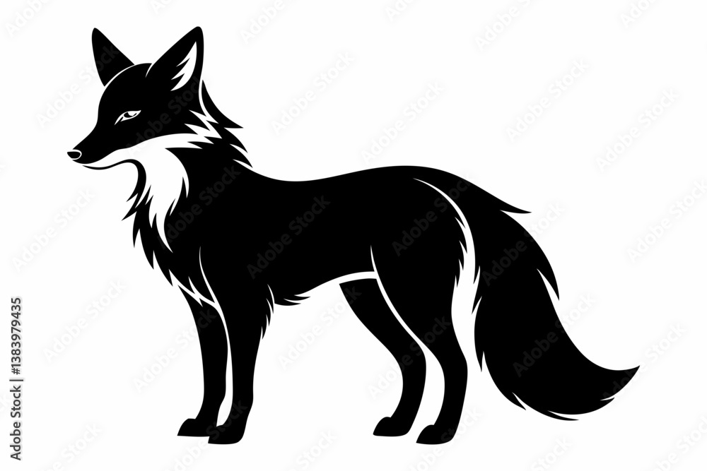 fox silhouette line art vector illustration with a white background fox silhouette line art vector illustration with a white background