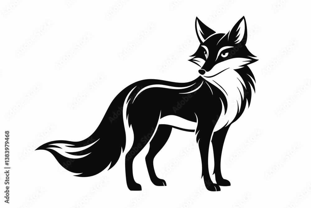 fox silhouette line art vector illustration with a white background fox silhouette line art vector illustration with a white background