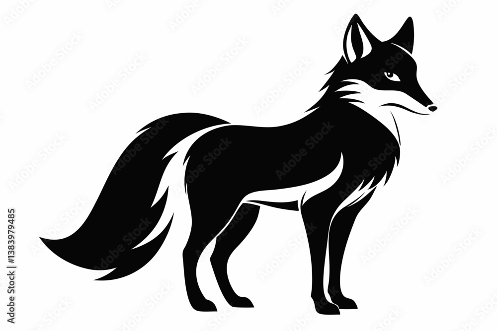 Fototapeta premium fox silhouette line art vector illustration with a white background