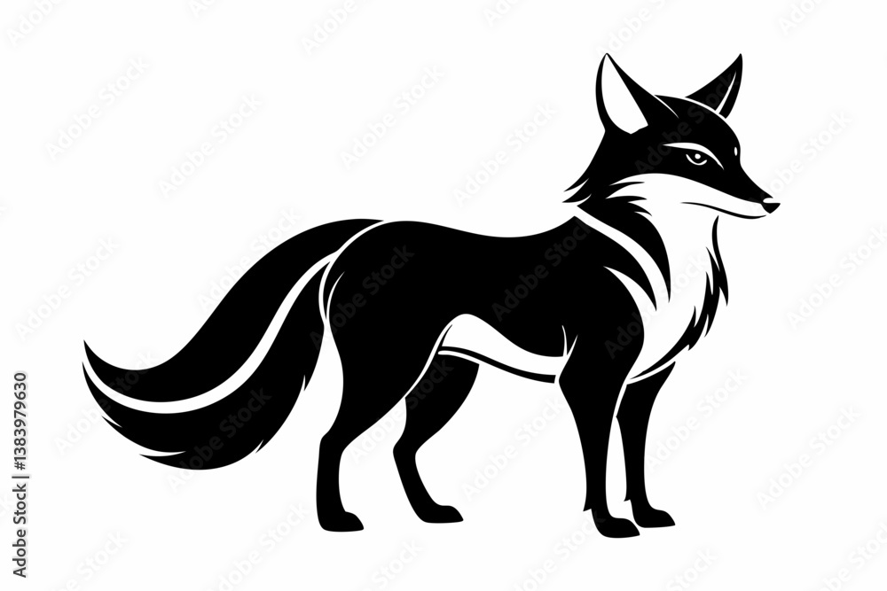Fototapeta premium fox silhouette line art vector illustration with a white background