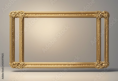 white isolated over frames gold empty clipping path picture background retro object nobody art single frame classical decorating painting bronze antique gilded blank artwork style copy space
