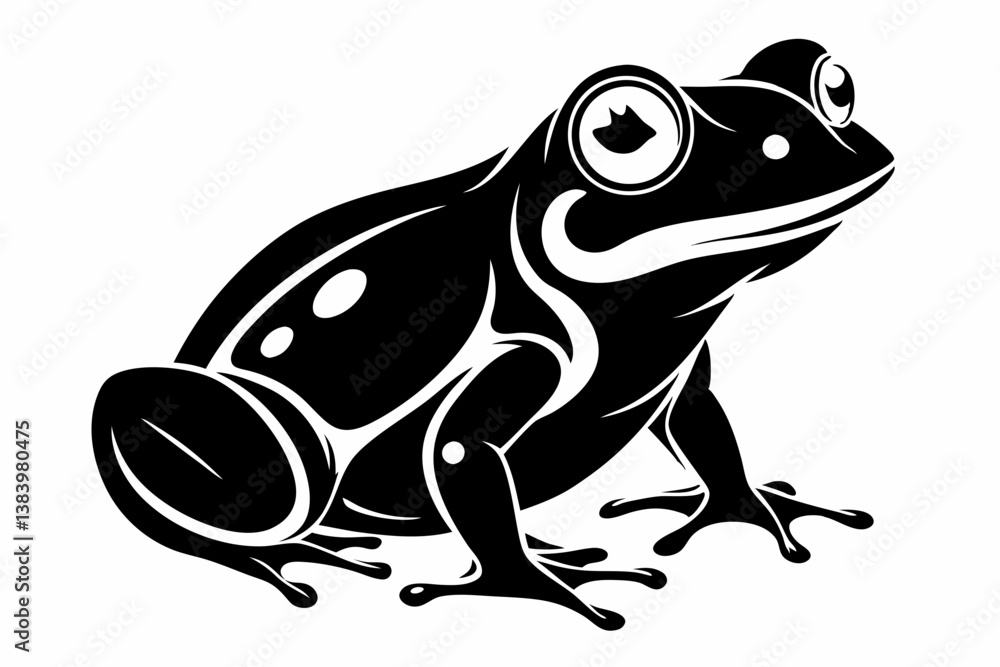 Naklejka premium frog silhouette line art vector illustration with a white background