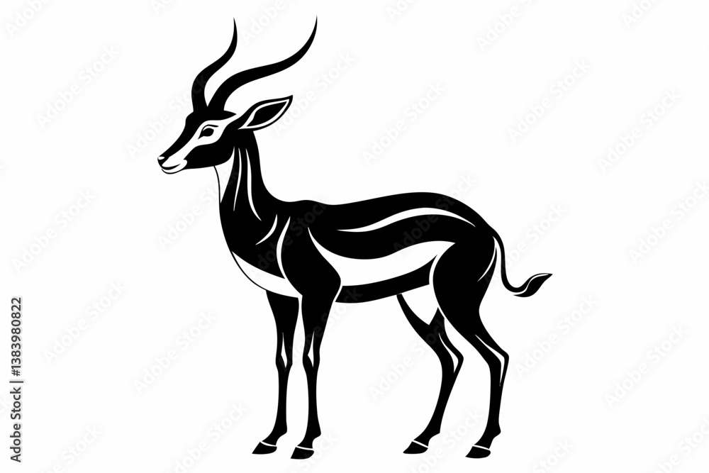 Fototapeta premium gazelle silhouette line art vector illustration with a white background