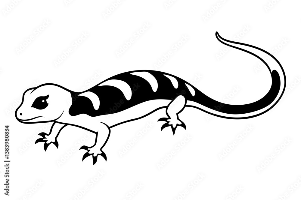 Fototapeta premium gecko silhouette line art vector illustration with a white background