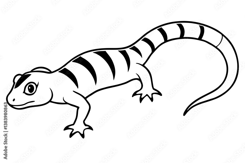 Fototapeta premium gecko silhouette line art vector illustration with a white background