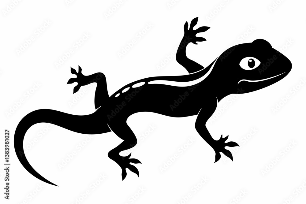 Naklejka premium gecko silhouette line art vector illustration with a white background