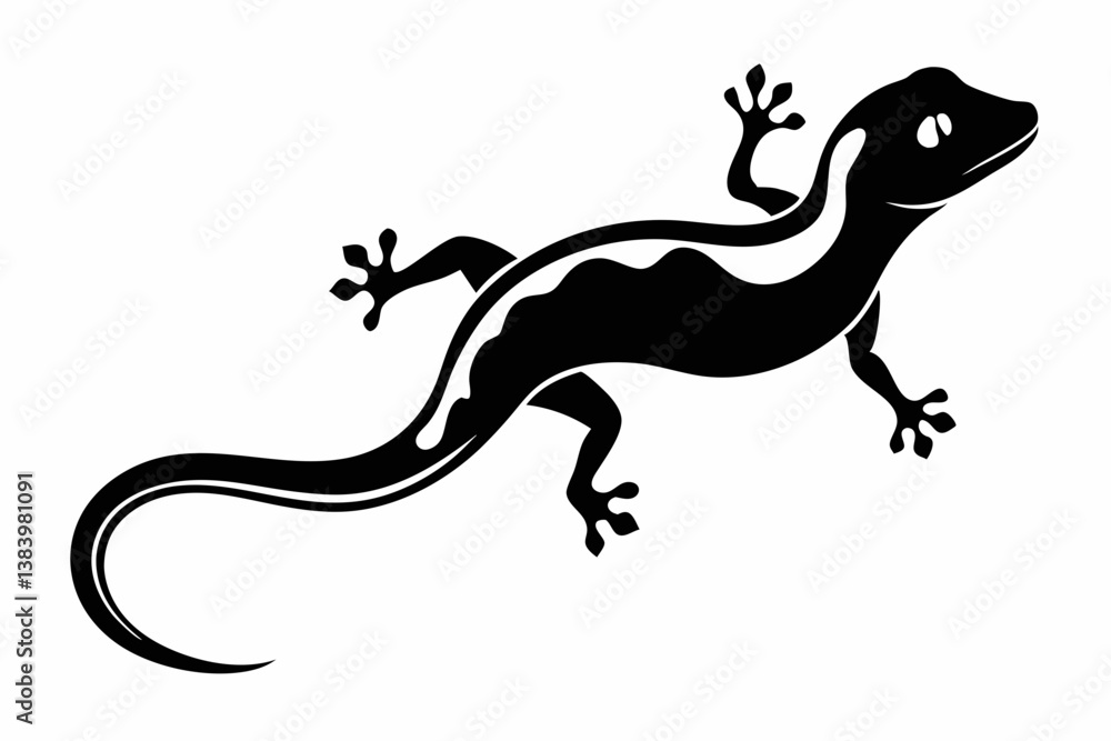 Fototapeta premium gecko silhouette line art vector illustration with a white background