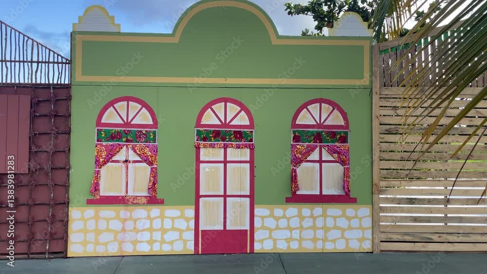 traditional Brazilian party scene, chapel and small houses for the São João party, June party.