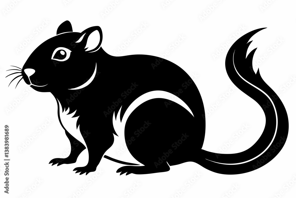 Obraz premium gerbil silhouette line art vector illustration with a white background