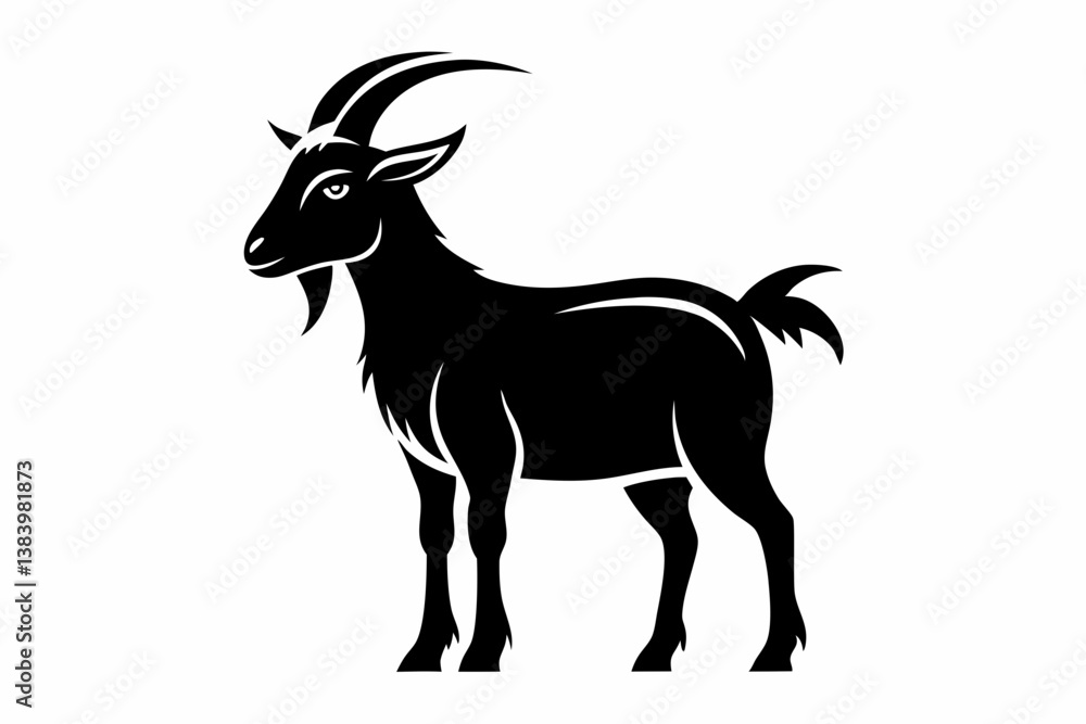 Fototapeta premium goat silhouette line art vector illustration with a white background