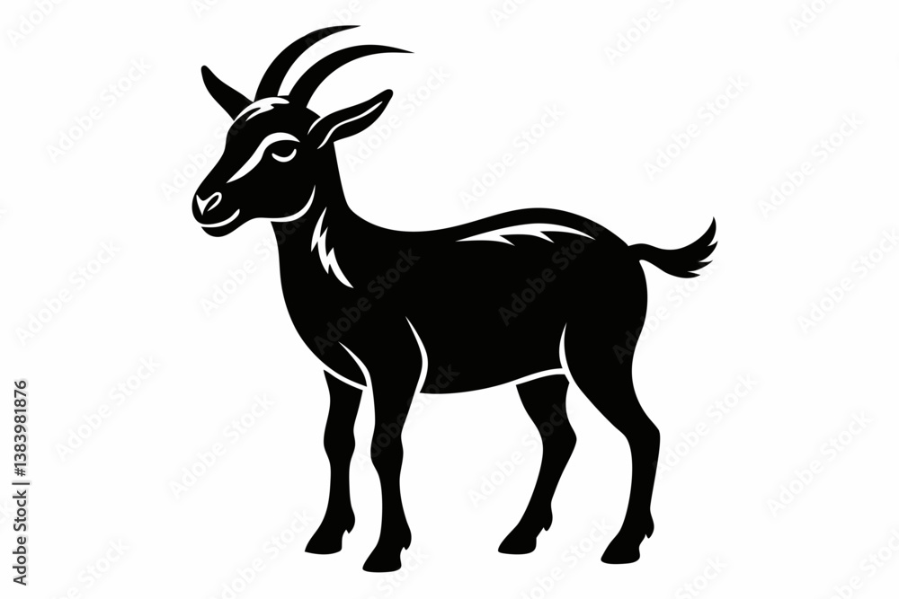 goat silhouette line art vector illustration with a white background goat silhouette line art vector illustration with a white background