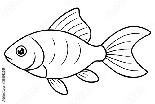 goldfish silhouette line art vector illustration with a white background