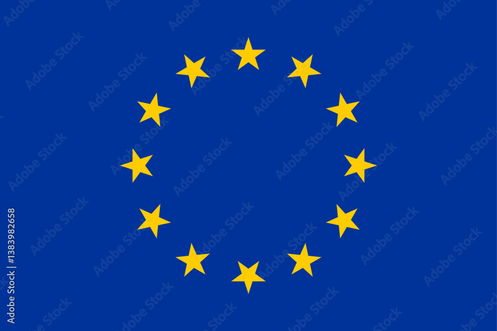 European union state flag. European union national flag with twelve stars on blue symbolizing unity and identity of europe. Simple design. Vector illustration. European union state flag. European union national flag with twelve stars on blue symbolizing unity and identity of europe. Simple design. Vector illustration.