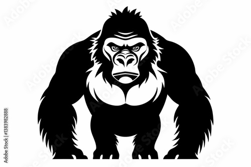 gorilla silhouette line art vector illustration with a white background