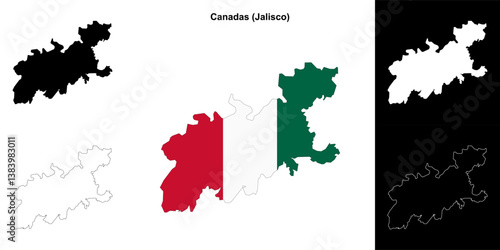 Canadas municipality (Jalisco) outline map set
