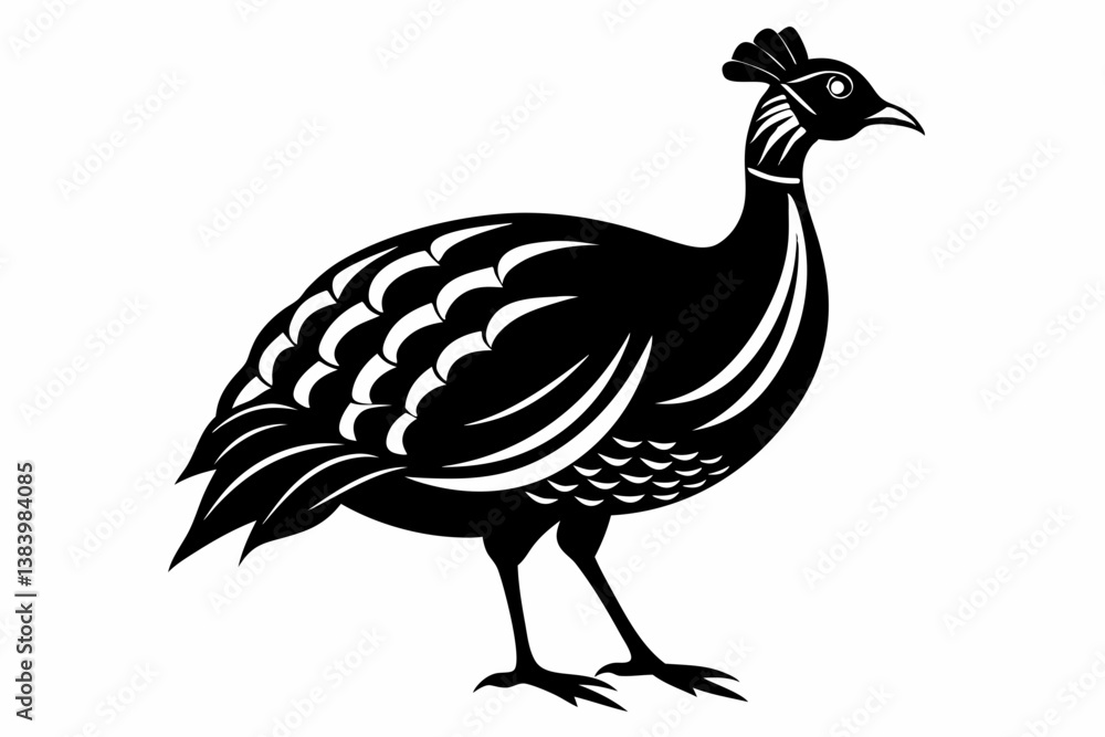 Fototapeta premium guineafowl silhouette line art vector illustration with a white background