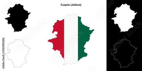 Cuquio municipality (Jalisco) outline map set