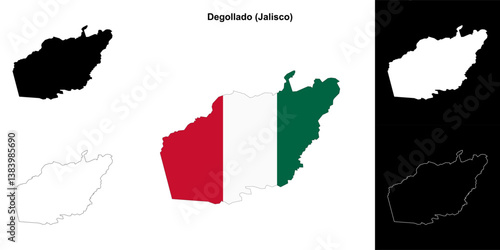 Degollado municipality (Jalisco) outline map set