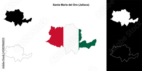 Santa Maria del Oro municipality (Jalisco) outline map set