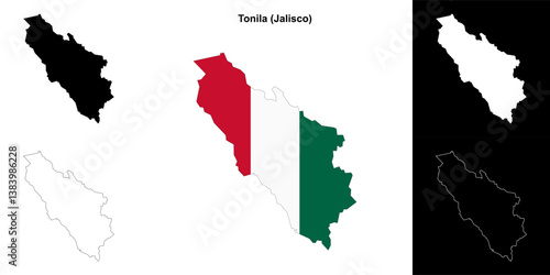 Tonila municipality (Jalisco) outline map set