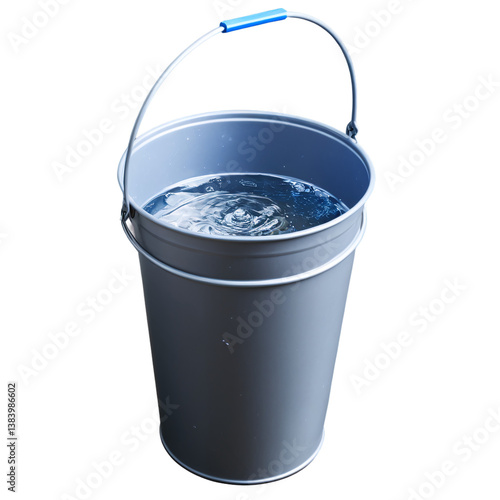 bucket of water isolated on transparent background