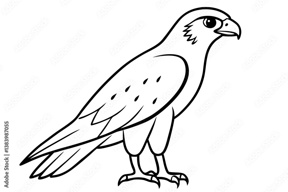 Fototapeta premium hawk silhouette line art vector illustration with a white background