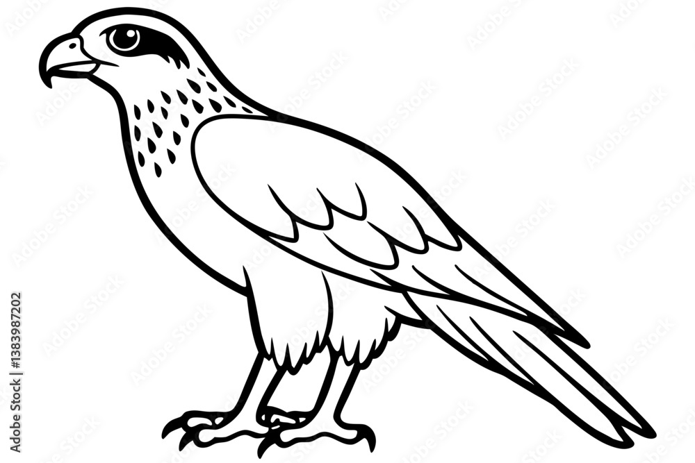 Fototapeta premium hawk silhouette line art vector illustration with a white background