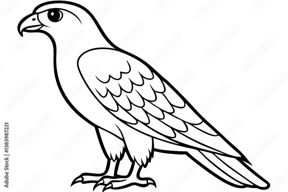 Obraz premium hawk silhouette line art vector illustration with a white background