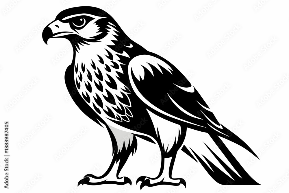 Fototapeta premium hawk silhouette line art vector illustration with a white background