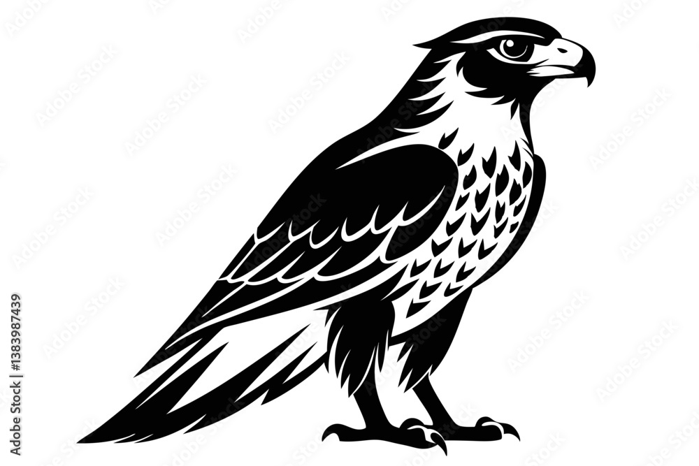 Fototapeta premium hawk silhouette line art vector illustration with a white background