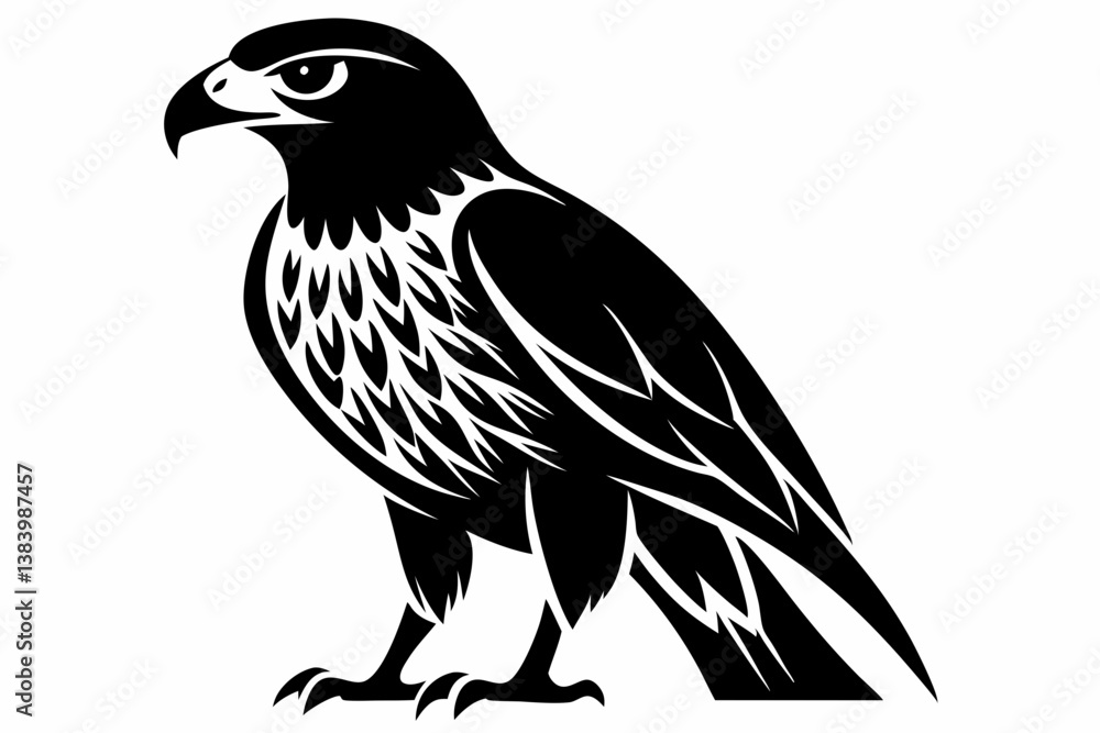 Fototapeta premium hawk silhouette line art vector illustration with a white background