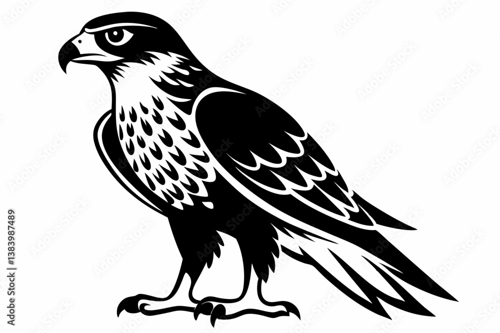 hawk silhouette line art vector illustration with a white background hawk silhouette line art vector illustration with a white background