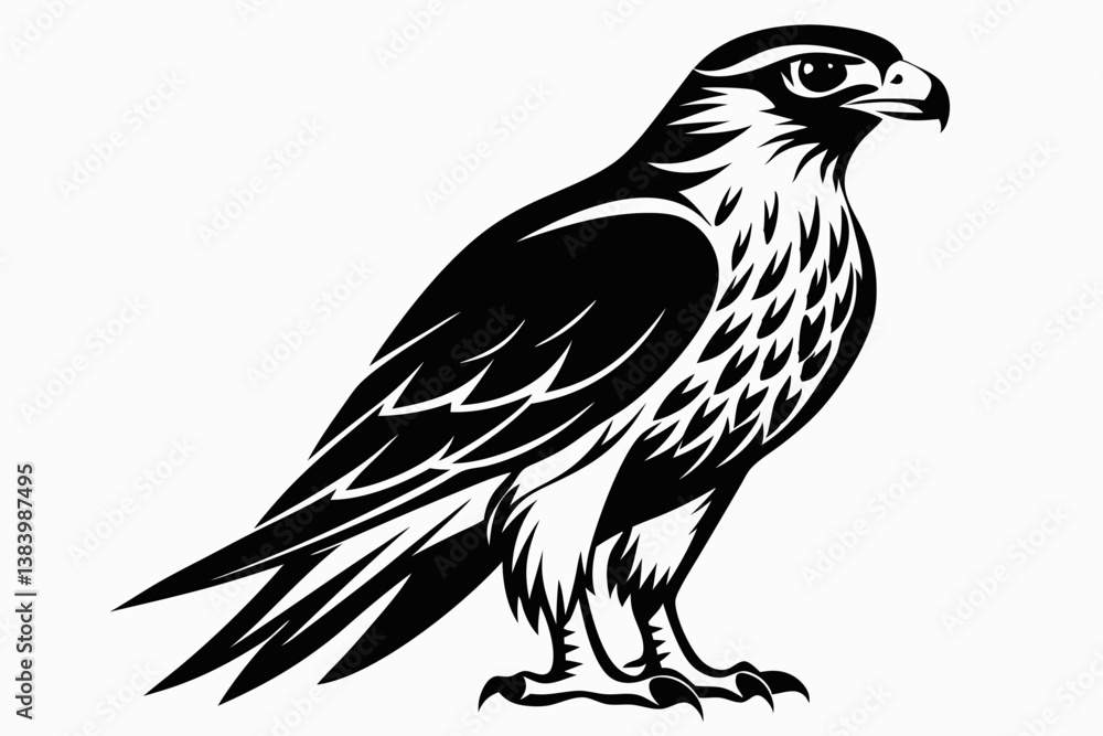 hawk silhouette line art vector illustration with a white background hawk silhouette line art vector illustration with a white background