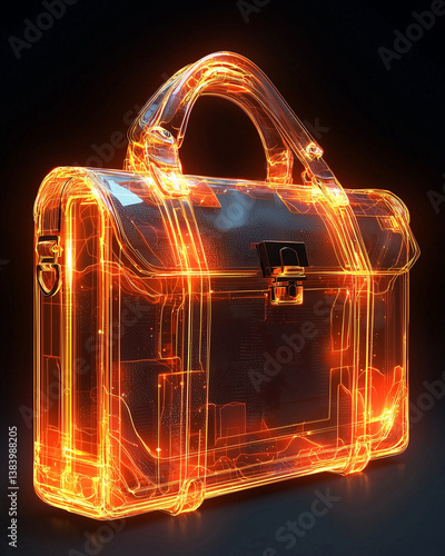 Futuristic glowing briefcase made of stars and cosmic energy – surreal sci-fi concept